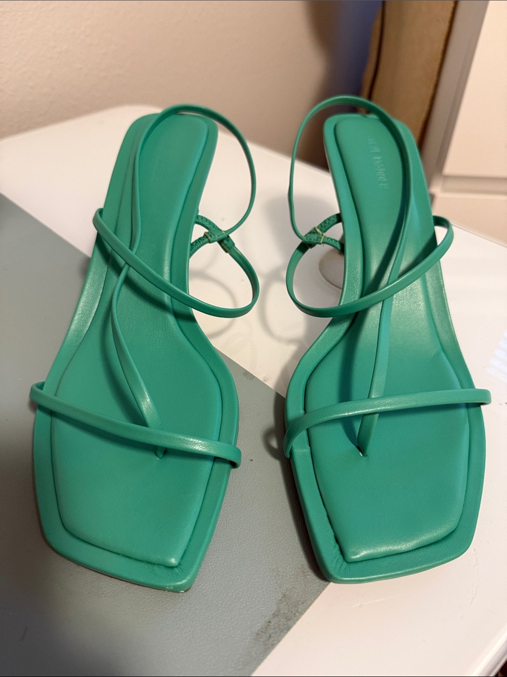 Steve Madden Teal Strappy Square-Toe Sandals